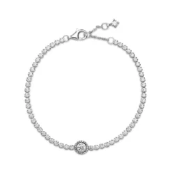 Pandora Sparkling CZ Halo Tennis Bracelet 8 Pandora Sparkling CZ Halo Tennis Bracelet -Cheap Glisterra Store PAR599416C01 03