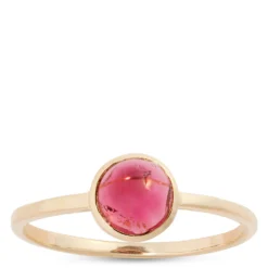 Lisa Bridge Round Pink Tourmaline Ring, 14K Yellow Gold