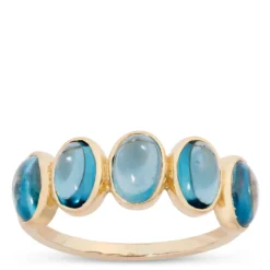Lisa Bridge Five Oval Blue Topaz Ring, 14K Yellow Gold